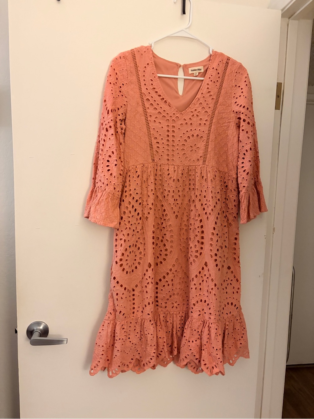 Pink eyelet cotton dress